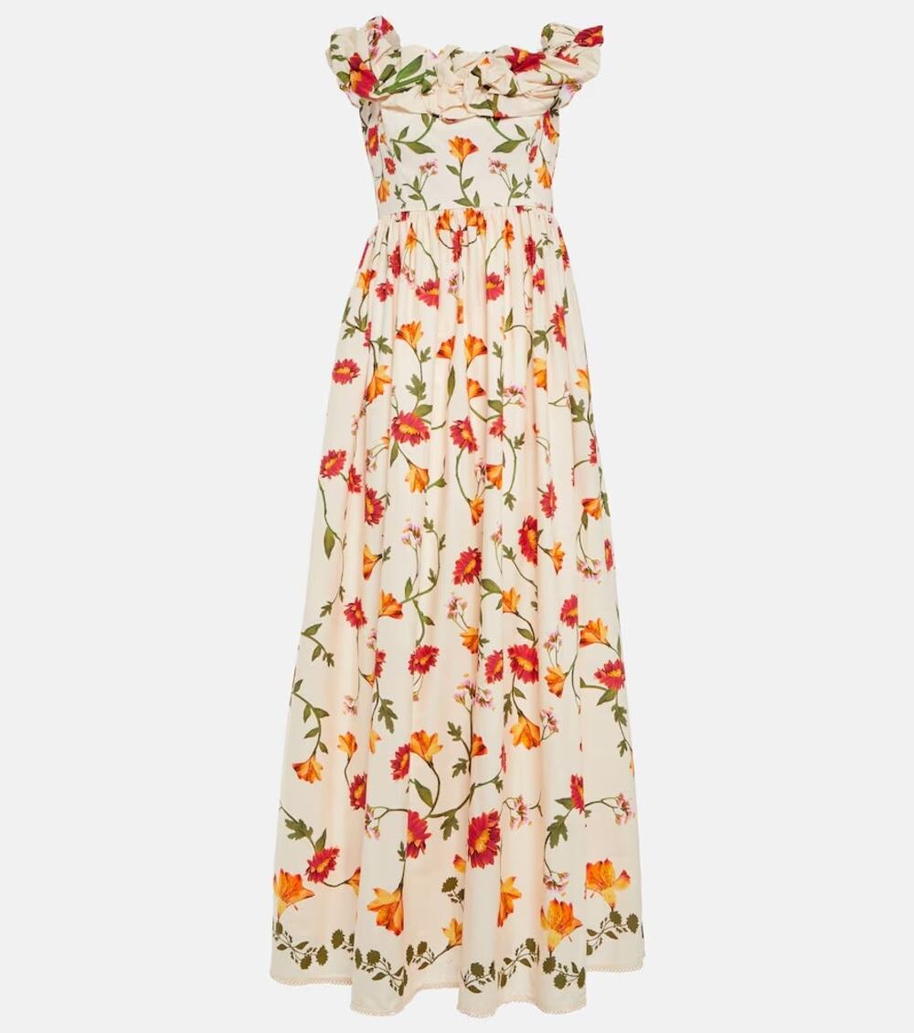 Agua by Agua Bendita Espliego Oasis Floral Off Shoulder Maxi Dress Medium